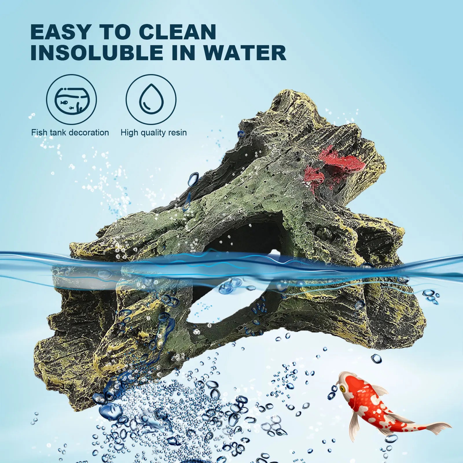 Resin Aquarium Decoration Fish Tank Escape Hole with Lifelike Caves Non-Toxic & Easy to Clean for Freshwater Fish Tank Decor