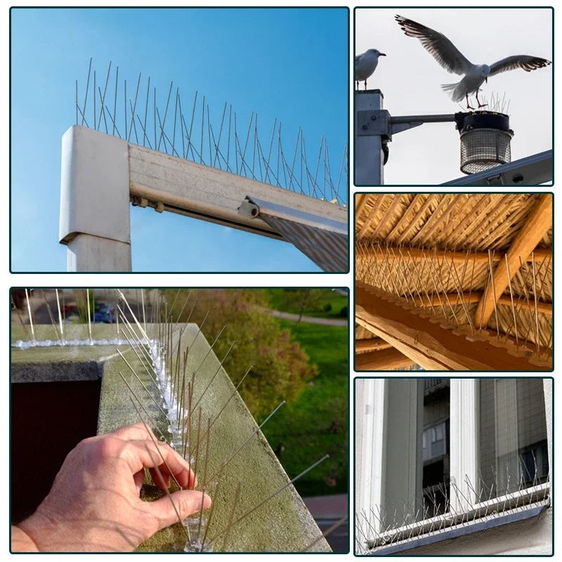 25cm Anti Pigeon Spikes Deterrent Anti-Bird Repellent Stainless Steel Bird Spikes Thorn on Balcony Eaves Sills Bird Proof Nails
