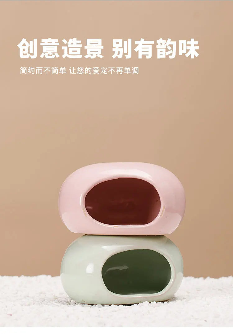 Hamster Escape Nest Ceramic Stone House Gold Silk Mat Guinea Pig Supplies Dwarf Guinea Pig Summer Ice House Sleeping