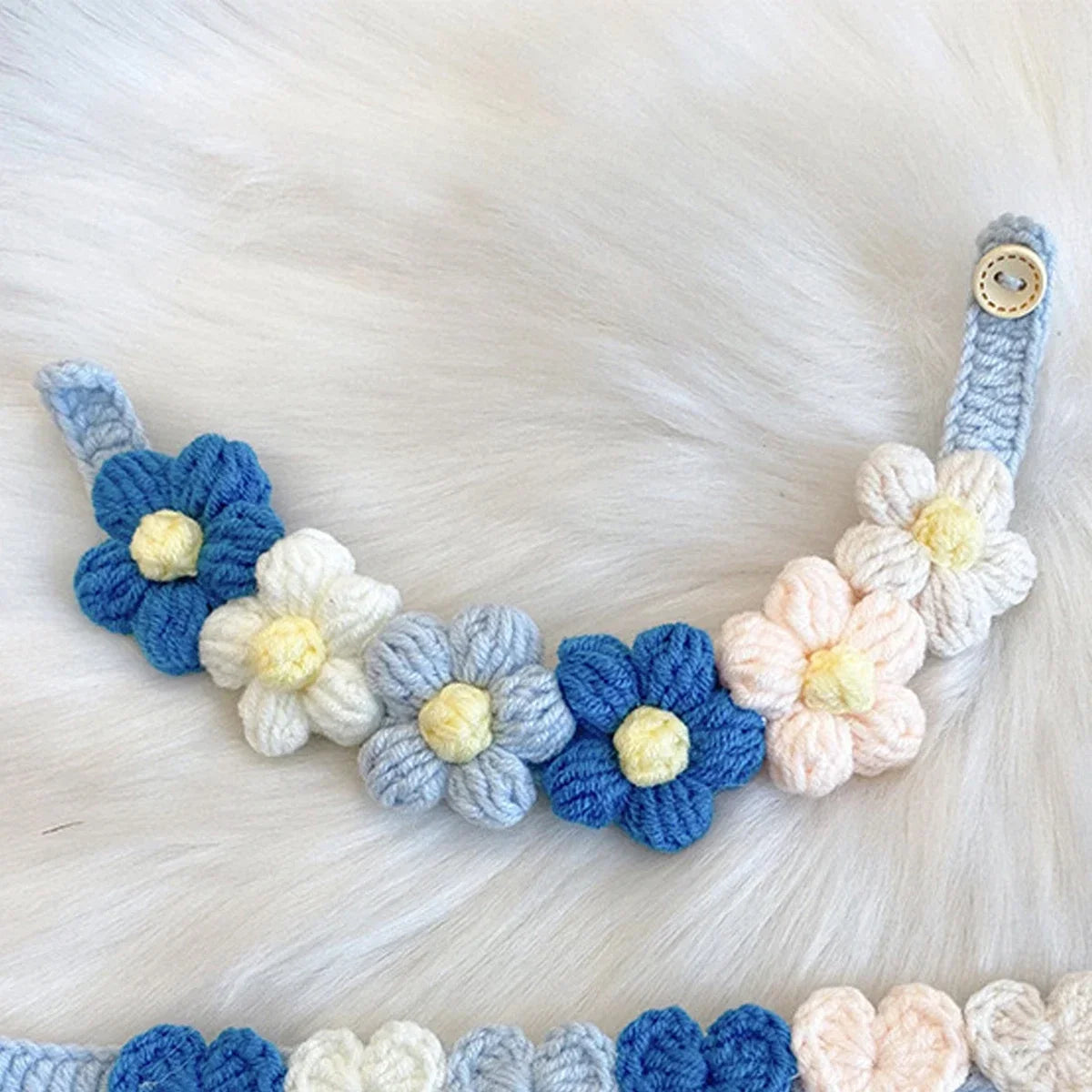 Cat Dog Knitted Collar Crochet Collar Ins Style Pet Drool Scarf Bib Flower Accessories Pure hand knitting
