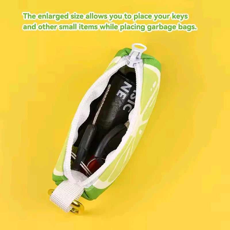 Print Fruit Design Pet Poop Bag Abstract Designer Holder Dispenser Without Poop Bag And Leashes Attached With Any Dog Leashes
