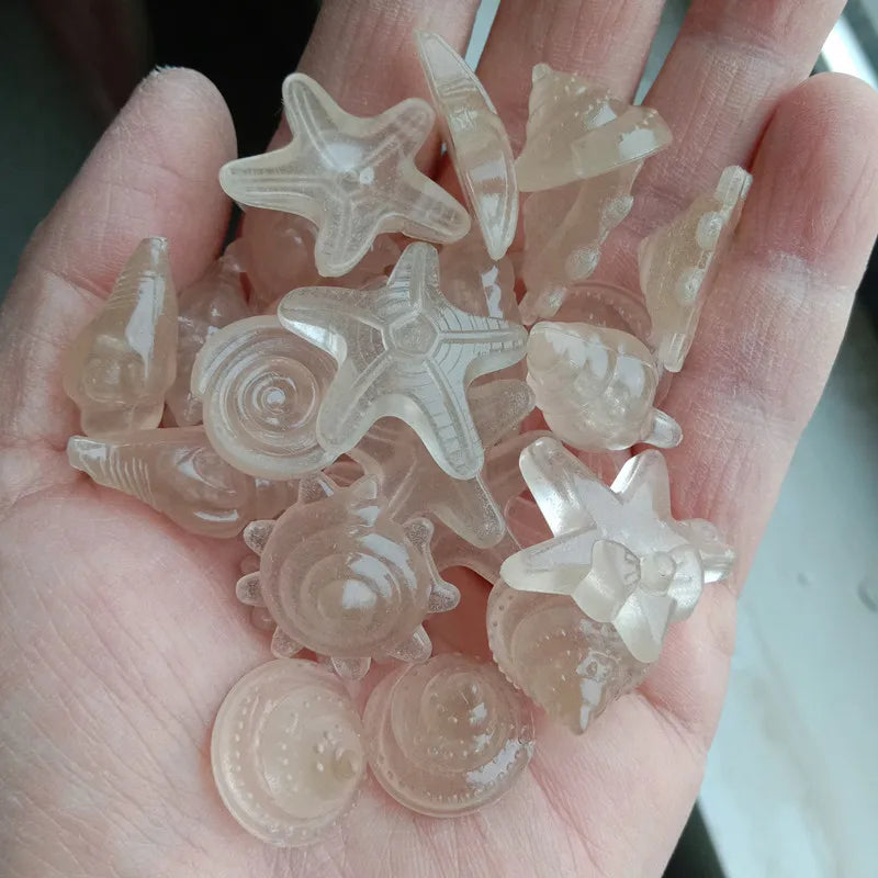 100pcs Luminous Ocean Stone Conch and Shell Fish Tank Decoration Simulated Aquatic Gravel Glow in Dark Pretty Little Rocks