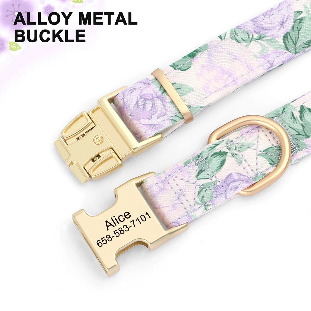 Custom Nylon Dog Collar Cute Print Dog Collars Free Engraved Pet ID Collars Necklace For Small Medium Large Dogs Pug Adjustable