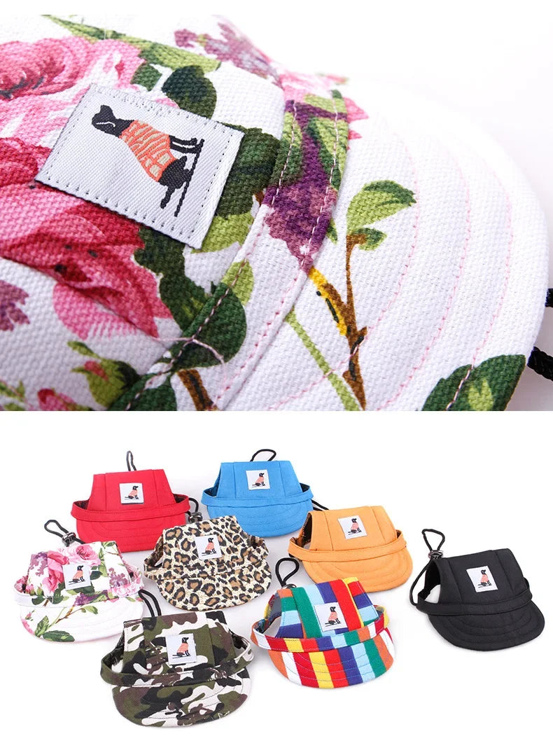 Dog Baseball Cap Hat with Neck Strap Adjustable Comfortable Ear Holes for Small Medium Large Dogs in Ourdoor Sun Protection