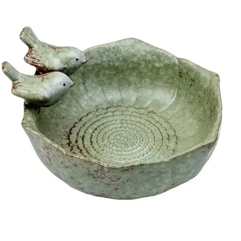 Ceramic Birdbath Bowl Bird Feeder Food Holder Container Bird Feeding Tray for Outdoor Garden Courtyard Decoration Bird Feeder