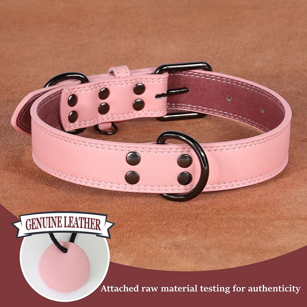 Soft Durable Real Leather Dog Collar Genuine Leather Pet Collars for Small Medium Large Dogs German shepherd Brown Black