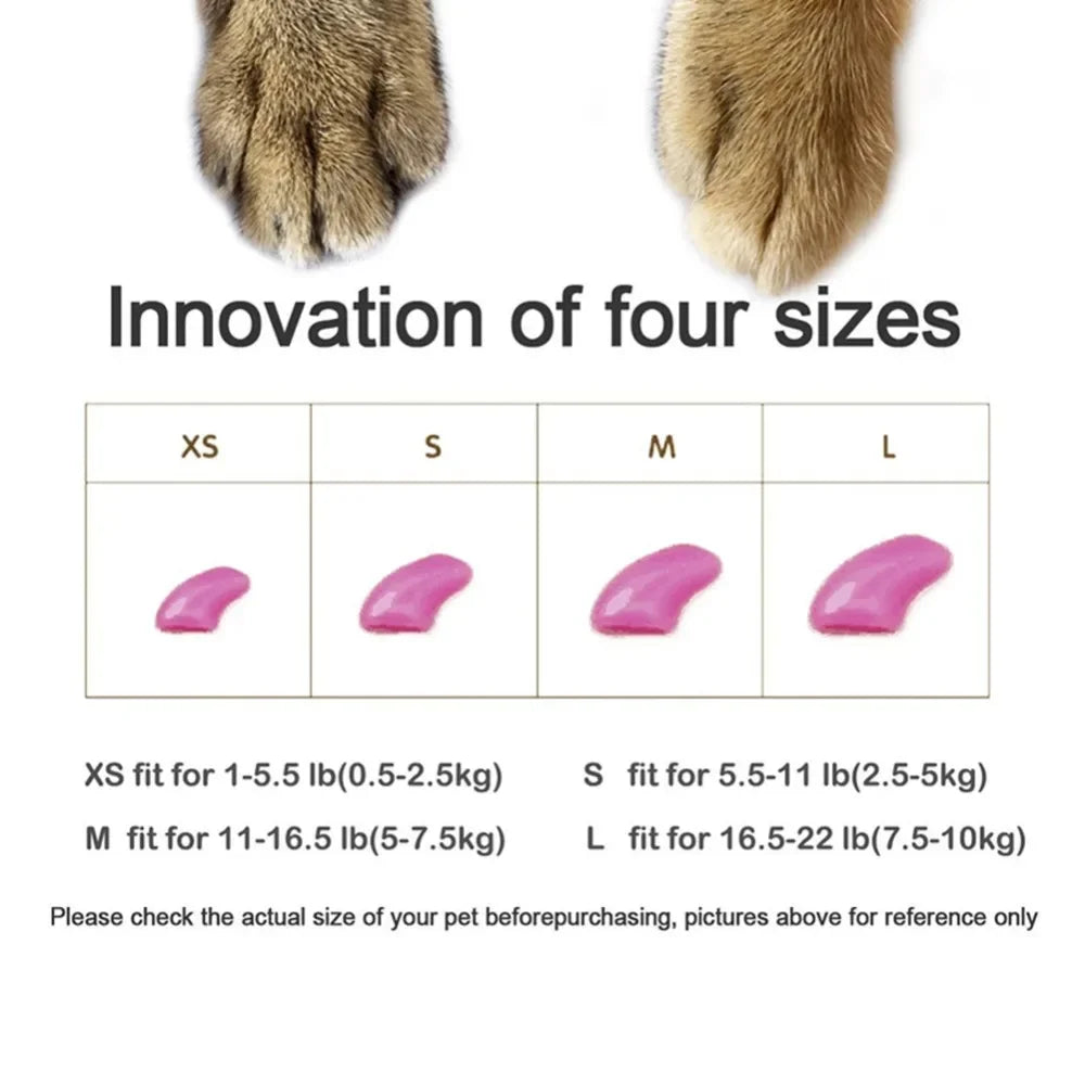 New FASHION Colorful Cat Nail Caps Soft Cat Claw Soft Paws 20 PCS/lot with Free Adhesive Glue Size XS-L Gift for Pet Dog