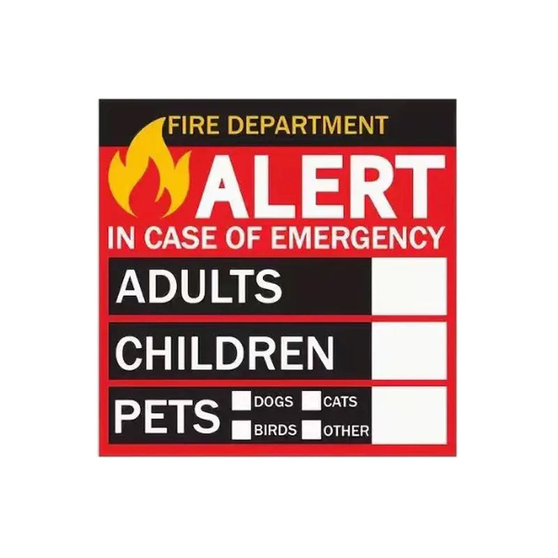 Pet Alert Stickers Static Cling Window Decals Emergency Pets Rescue Sign - NO Adhesive, Removable, UV Resistant
