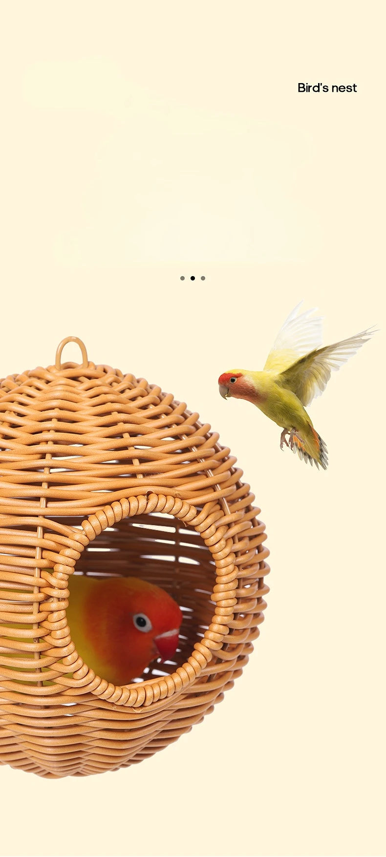 Bird Nest Fake Grass Handwoven Bird Cage House Parrot Canary Lovebird Parakeet Cockatiel Fake Hand-Woven Grass Hatching Bird Hut