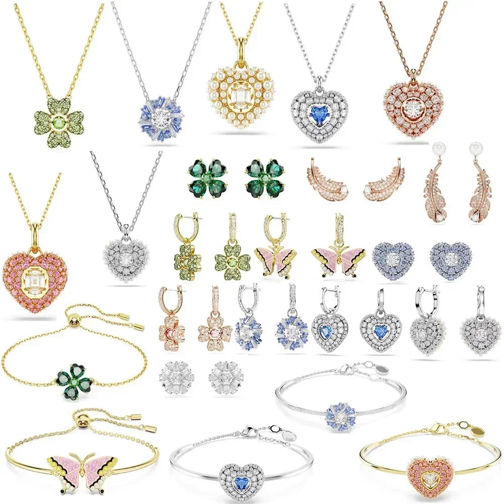 New Hot Sale Idylia Crystal Pearl Heart-shaped Lucky Grass Set; Elegant and Noble Cat Accessories as a Gift