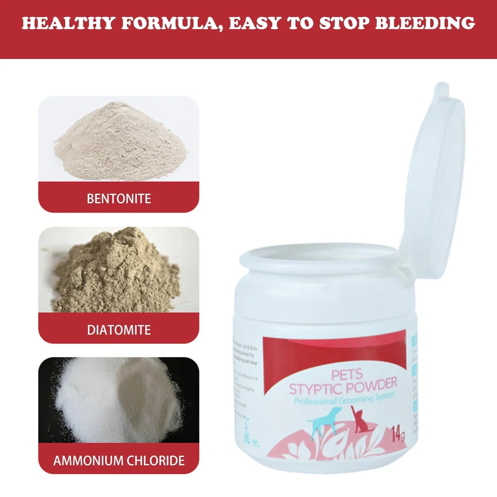 14g Pet Styptic Stop Bleeding Dog Nail Bleeding Quick Hemostatic Powder Claw Nail Wound Bleeding Blood Coagulant Pet Supplies