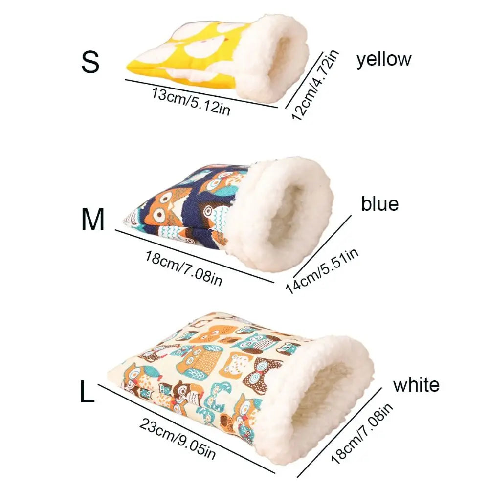 Cute Pocket Hamster Cotton Nest Pocket Shape Warm Pocket Pet Carriers Bag Chicken/Owl Soft Warm Hamster Bed