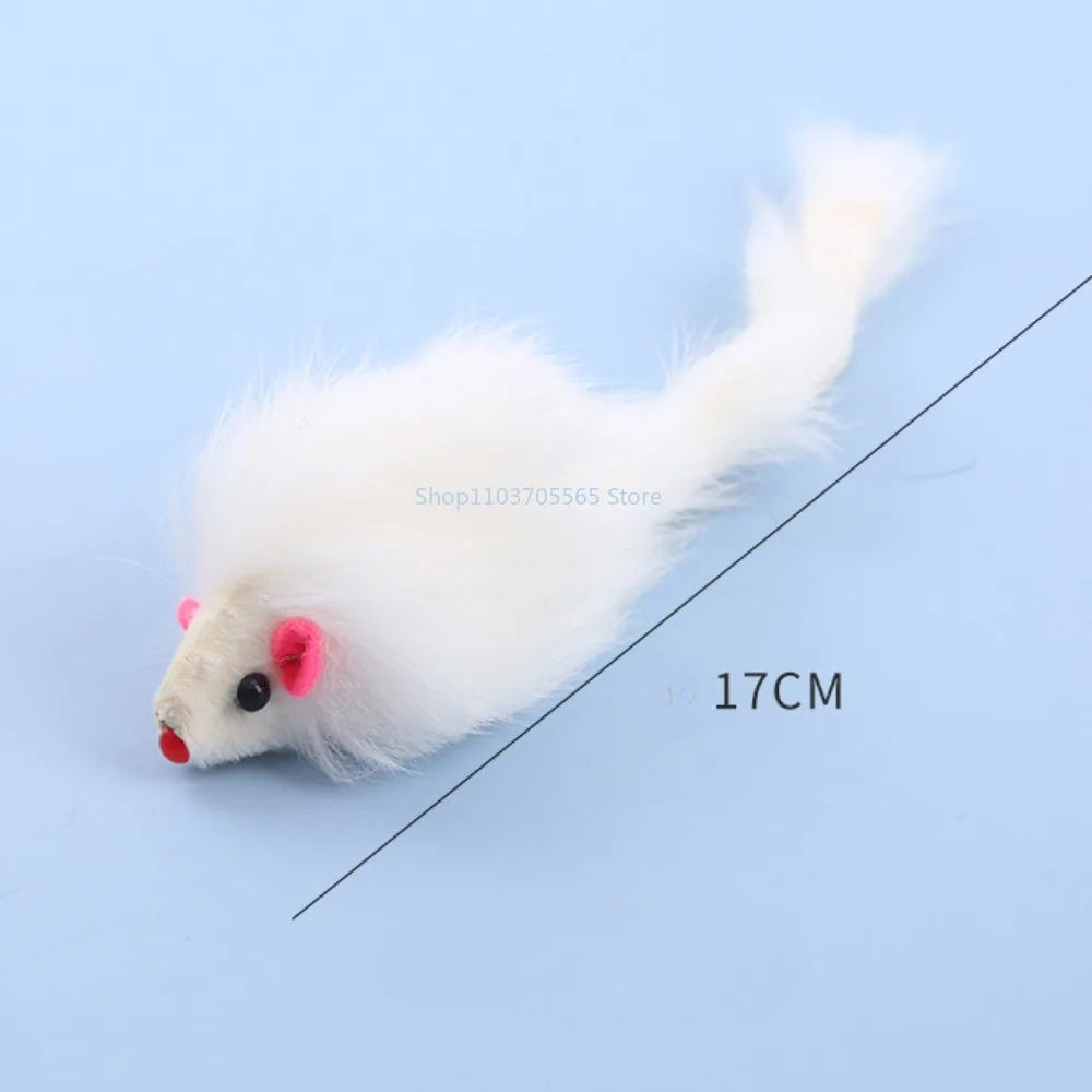 Cat Mice Toys False Mouse Cat Toy Long Tail Mice Soft Real Rabbit Fur Toy For Cats Plush Rat Playing Chew Toy Pet Supplies
