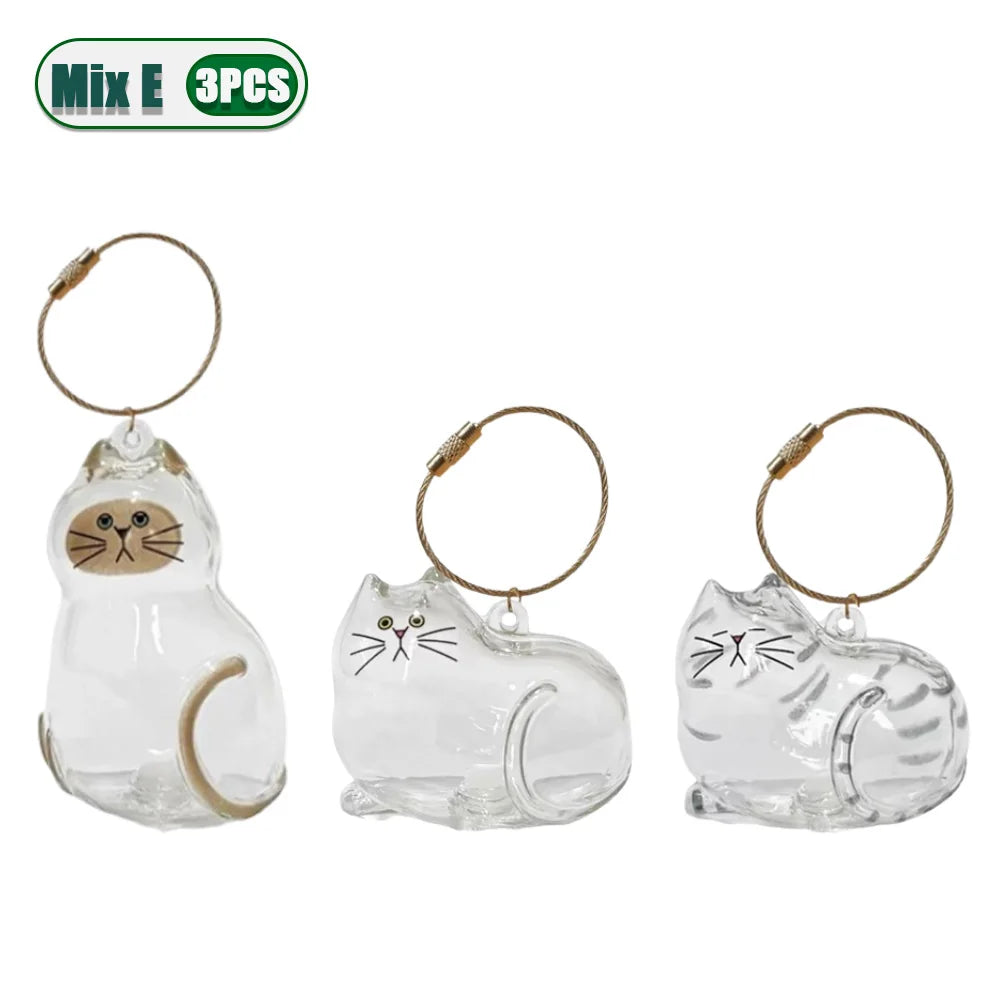 1-5PCS Personalized Cat Hair Jewelry Keyring Pet Memorial Keepsake Holder for Ashes or Fur Unique Gift for Grieving Pet Lovers