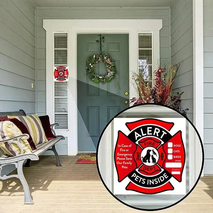 Pet Alert Stickers Static Cling Window Decals Emergency Pets Rescue Sign - NO Adhesive, Removable, UV Resistant
