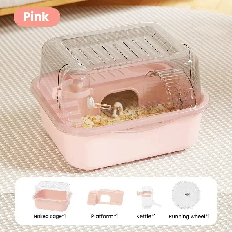 Hamster Cage with Water Bottle Hamster Habitat House Small Animal Cage for Mice Guinea Pigs Exercise Playing