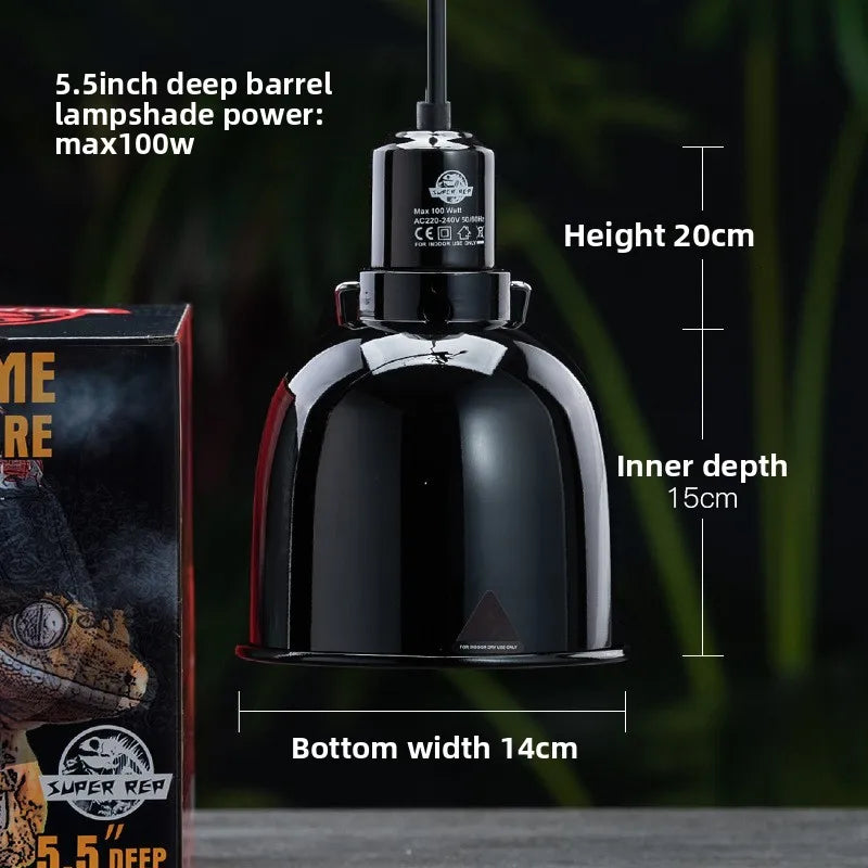 SuperRep Deep Dome Reptile Lamp Fixture-UVA/UVB Heat Lamp Holder to Bearded Dragon&Tortoise-Adjustable Clamp&Shatterproof Shield