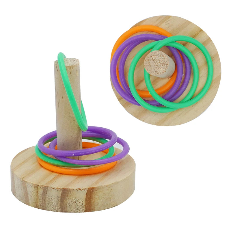 Parrot Bird Toy Parrot Bite Chewing Toy Pet Bird Swing Ball Standing Toy Plastic Rings Training Intelligence Toy Game Supplies