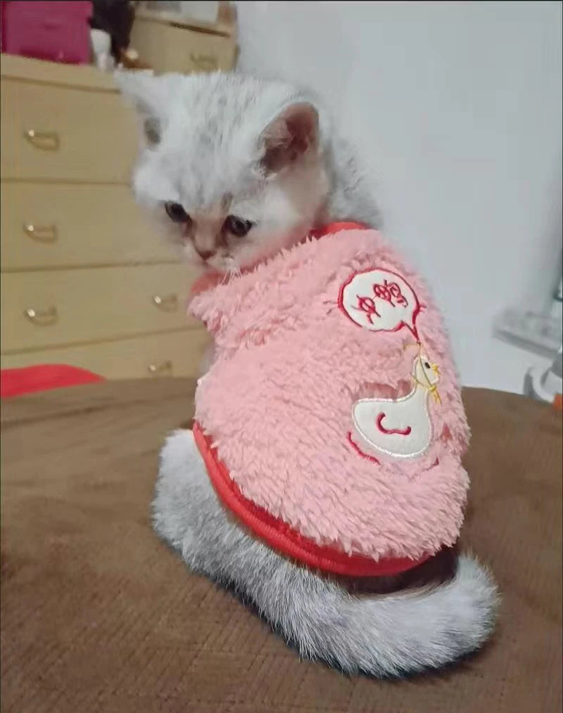 Plush Cat Rabbit Vest Cartoon Autumn Winter Pet Clothes for Kitten Puppy Bunny Guinea pig Warm Fleece Small Animals Clothing