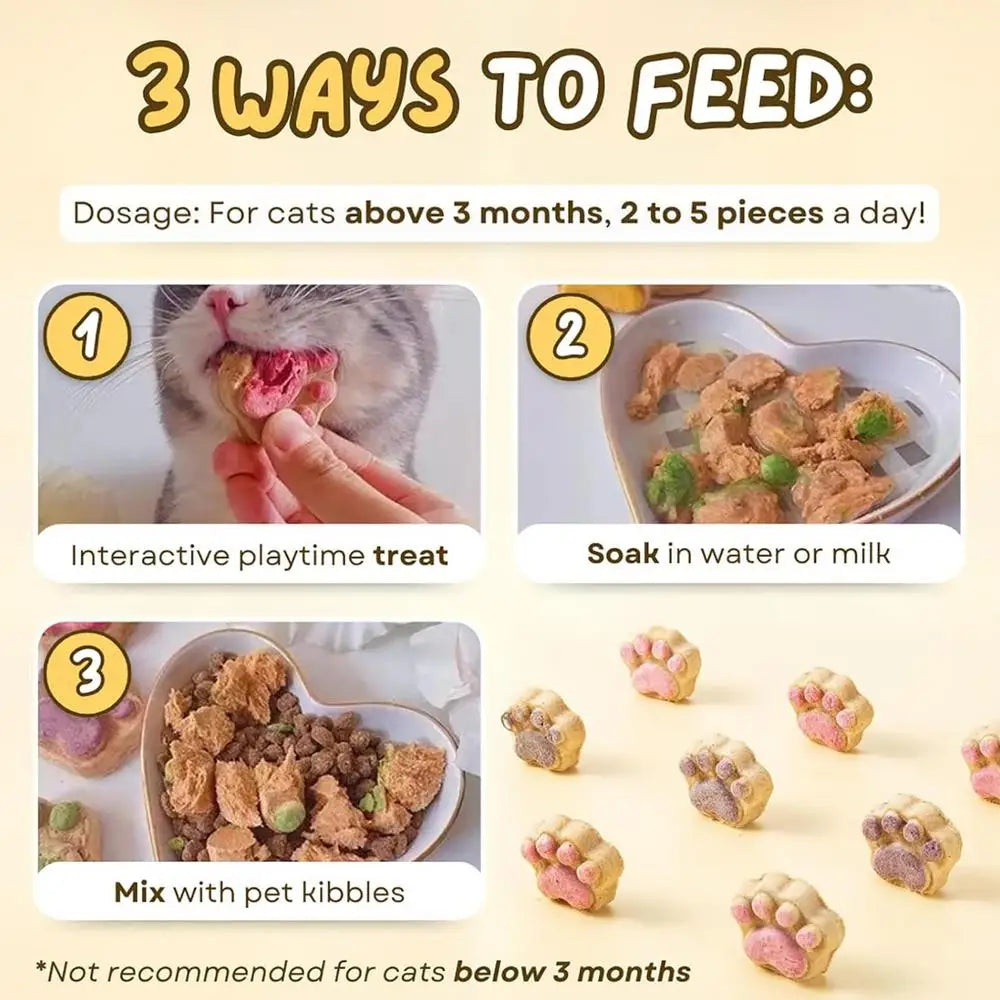 Paw Shape Cat Snack Natural Freeze-dried Cat Paw Footprint Shaped Biscuits Cat Treats Oral Cleaning For Cats Pets