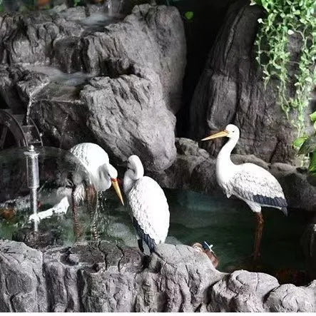 Simulated heron ornaments, outdoor garden courtyard ornaments, landscape decoration, white heron resin handicrafts