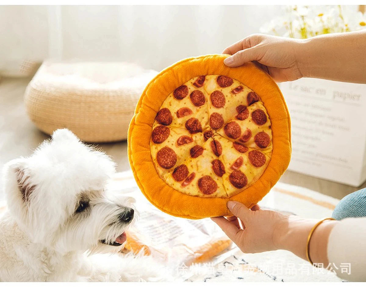 Plush Dog Toy Doughnut Pizza Shape Pet Squeaky Toys for Small Large Dogs Cleaning Teeth Puppy Chew Sound Toy Pet Supplies