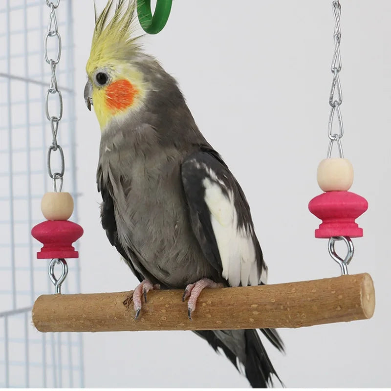 Natural solid wood parrot specific swing bird cage suspension ring suspension bridge swing pet bird toy accessories