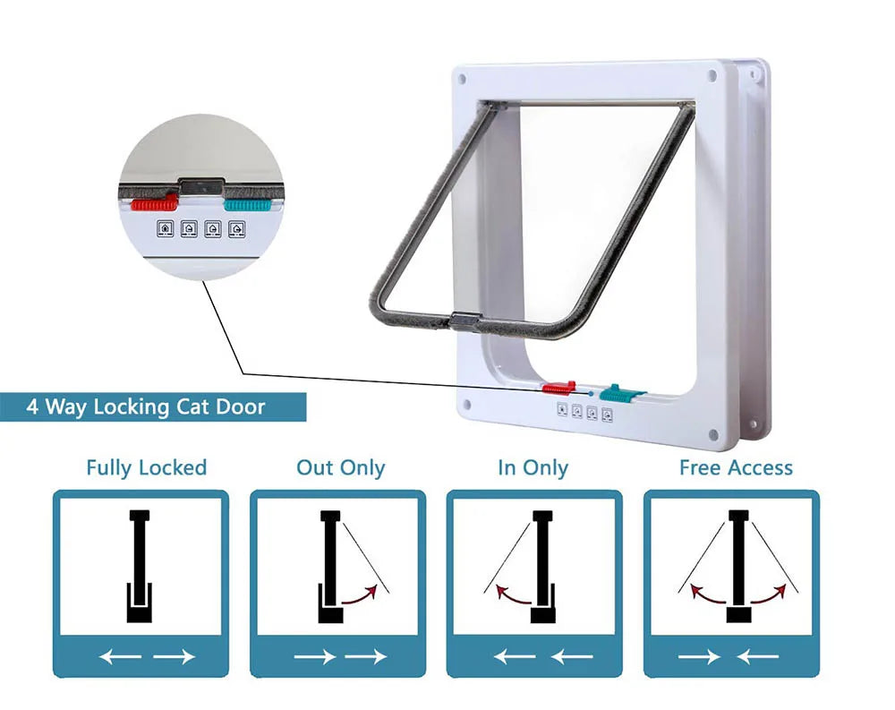 Cat Door Flap Extra Large 11x 9.8in 4 Way Locking Security Flap Door Weatherproof Pet Door Kit for Dog Cat Kitten Puppy Safety