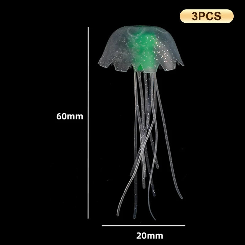 3Pcs Underwater Plant Marine Aquatic Landscape Ornament Artificial Glowing Fluorescent Jellyfish Aquarium Decoration Fish Tank