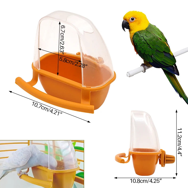 Bird Feeder for Cage Hanging Bowl Cups Parakeet Feeder Box Pet Cage Plastic Food Container Easy To Install Accessories 1/2 Pcs