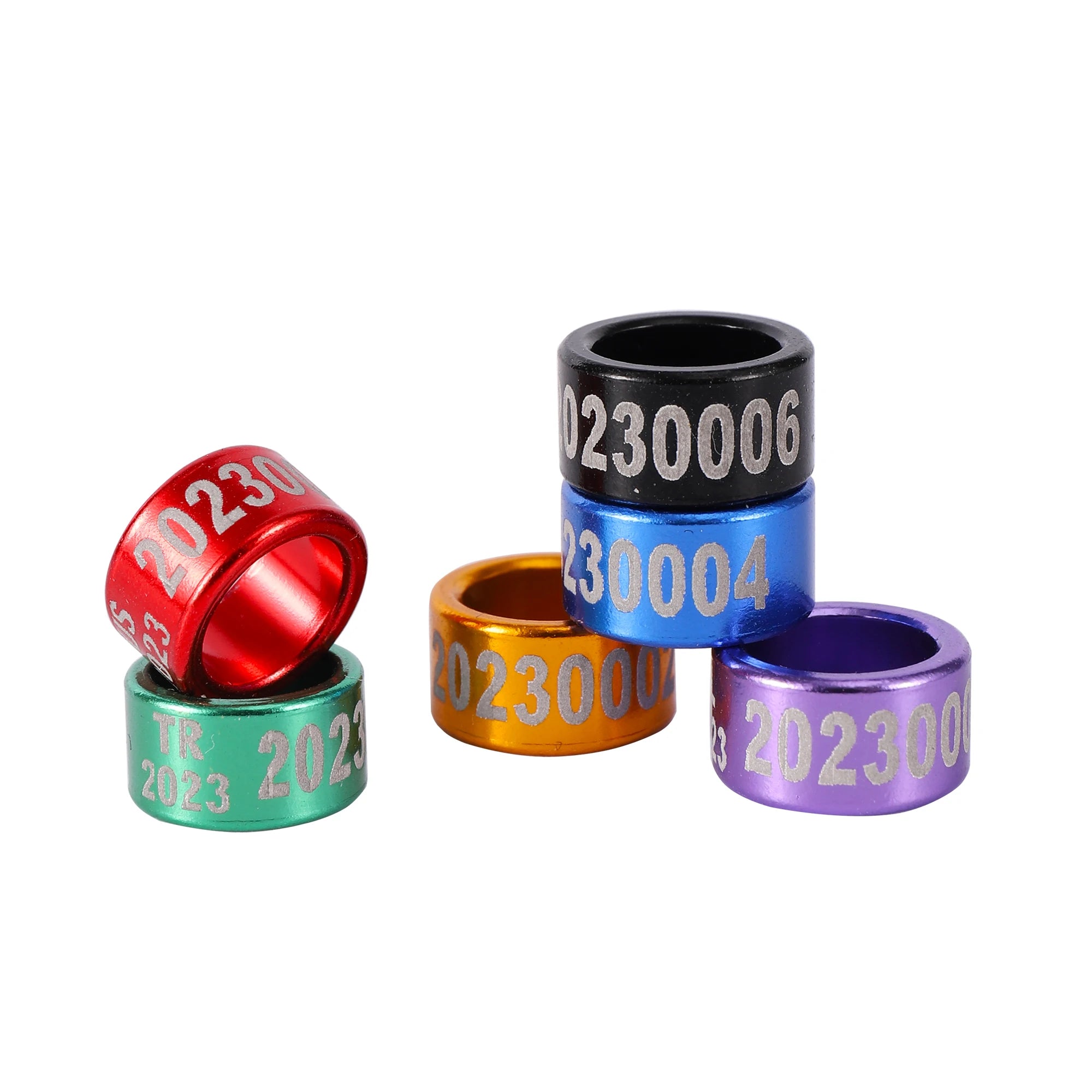 Customize Inner Diameter 8mm/10mm Aluminum Pigeon Foot Ring  Print ''Country Code + Year + Serial Number" Bird Foot Ring 30 Pcs