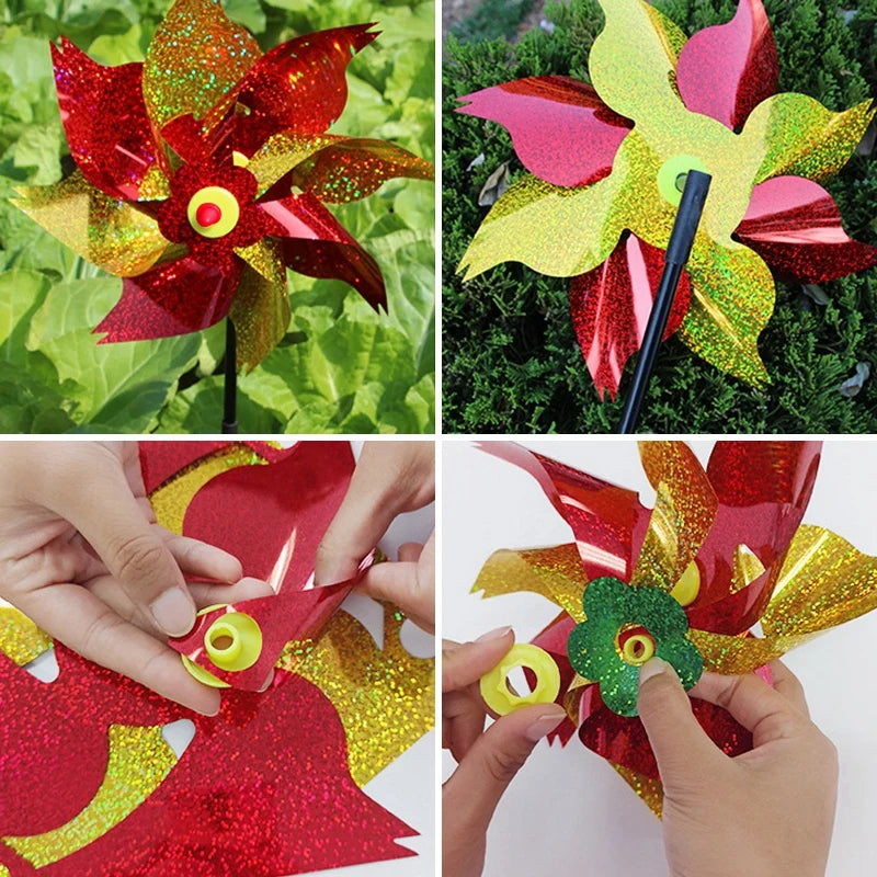 Laser Bird Repelling Windmill 24CM Windmill for Farmland Rotating Windmills Outdoor Bird Pigeon Repellent Tools Garden Supplies