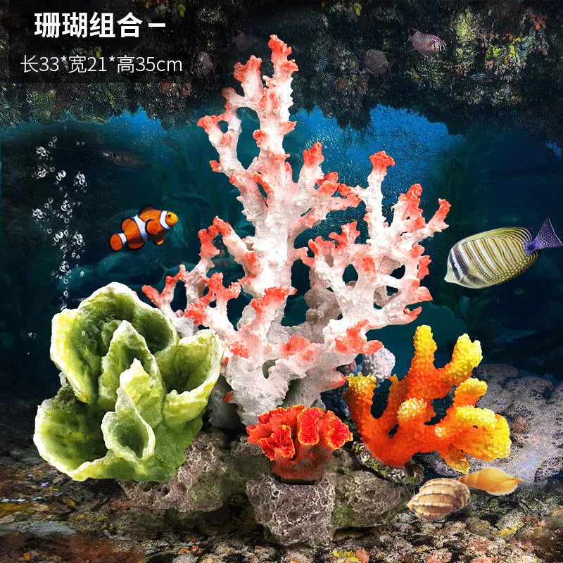 A3 Fake Coral Small Ornament Set Simulation Water Grass rockery Decoration Fish Tank Decoration Shell Water Scenery Package Home