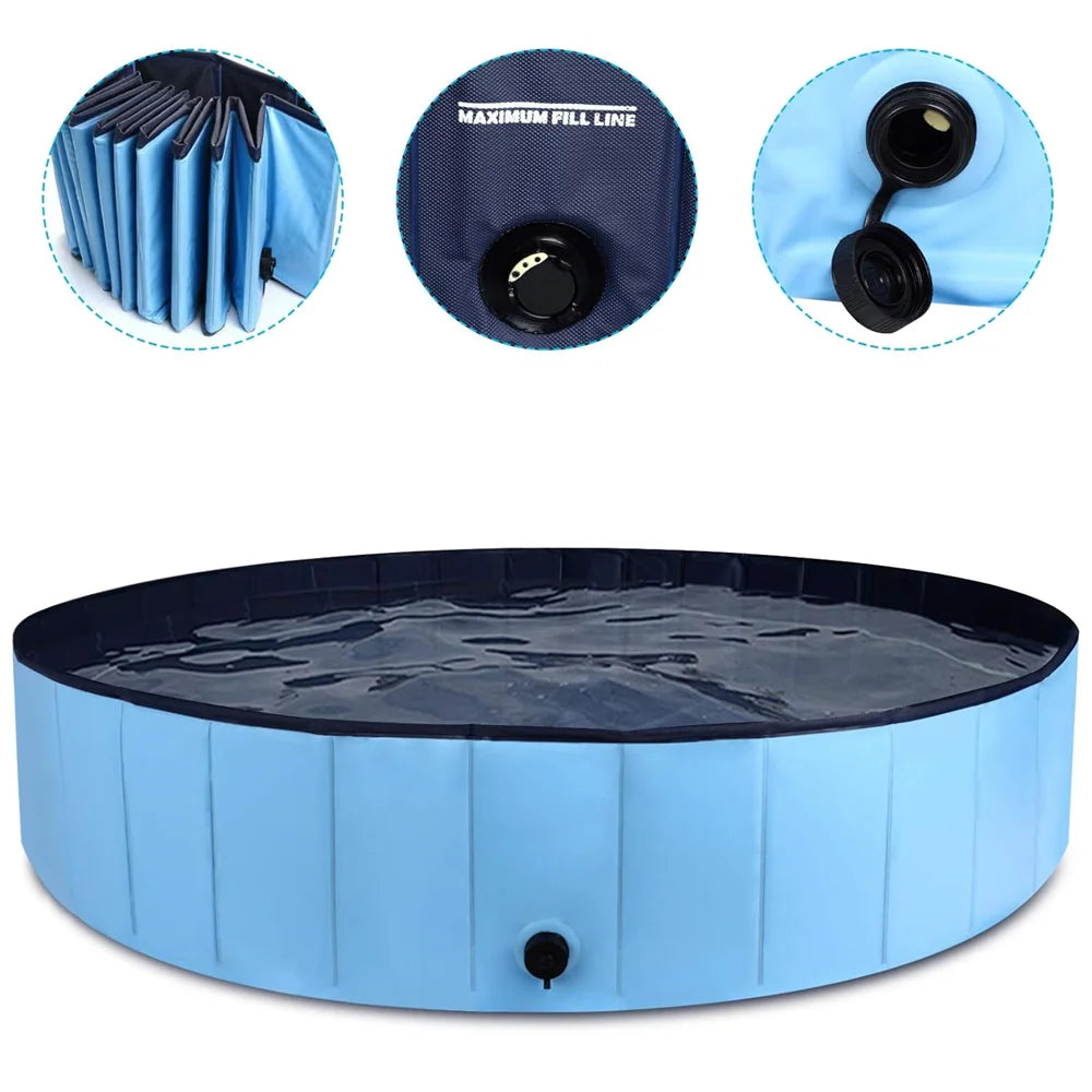 160*30cm/120*30cm/ 80*20cm Pet Pool Foldable Dog Bath Swimming Pool Portable Pet Pool With Drain valve Outdoor Dog Bathing Tub