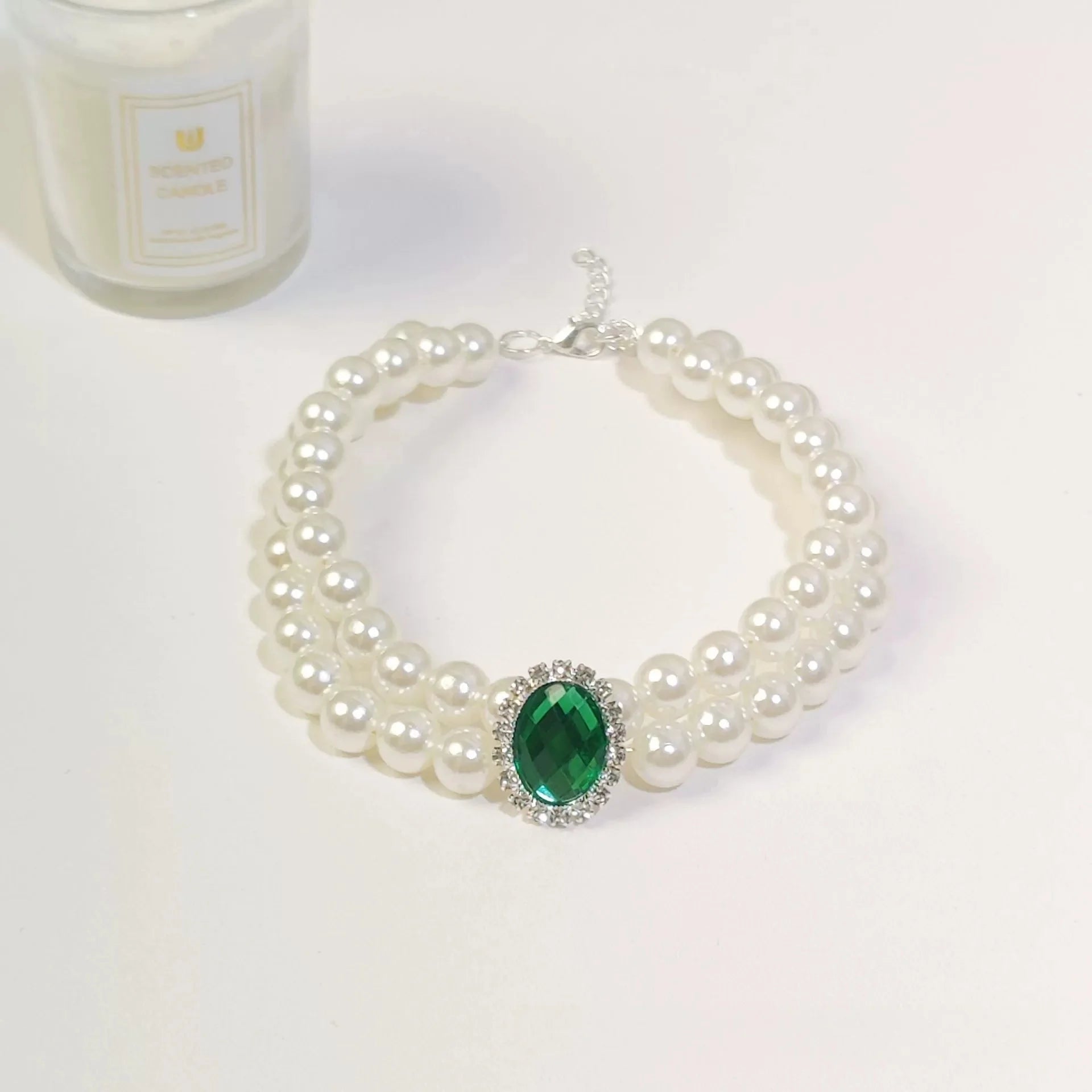 Cat Collar Decoration Pet Cute Exquisite Jewelry Kitten Adjustable Chain Cat Necklace High Simulation Pearls Pet Supplies