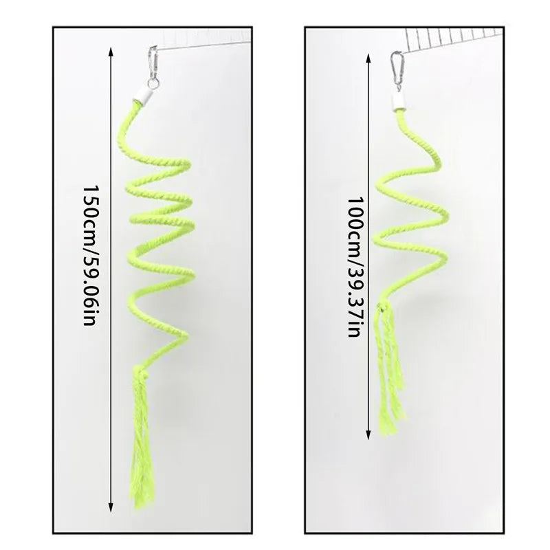 1PC Bird Toy Spiral Cotton Rope Chewing Bar Parrot Swing Climbing Standing Toys with Bell Bird Supplies Parrots Climbing Toys