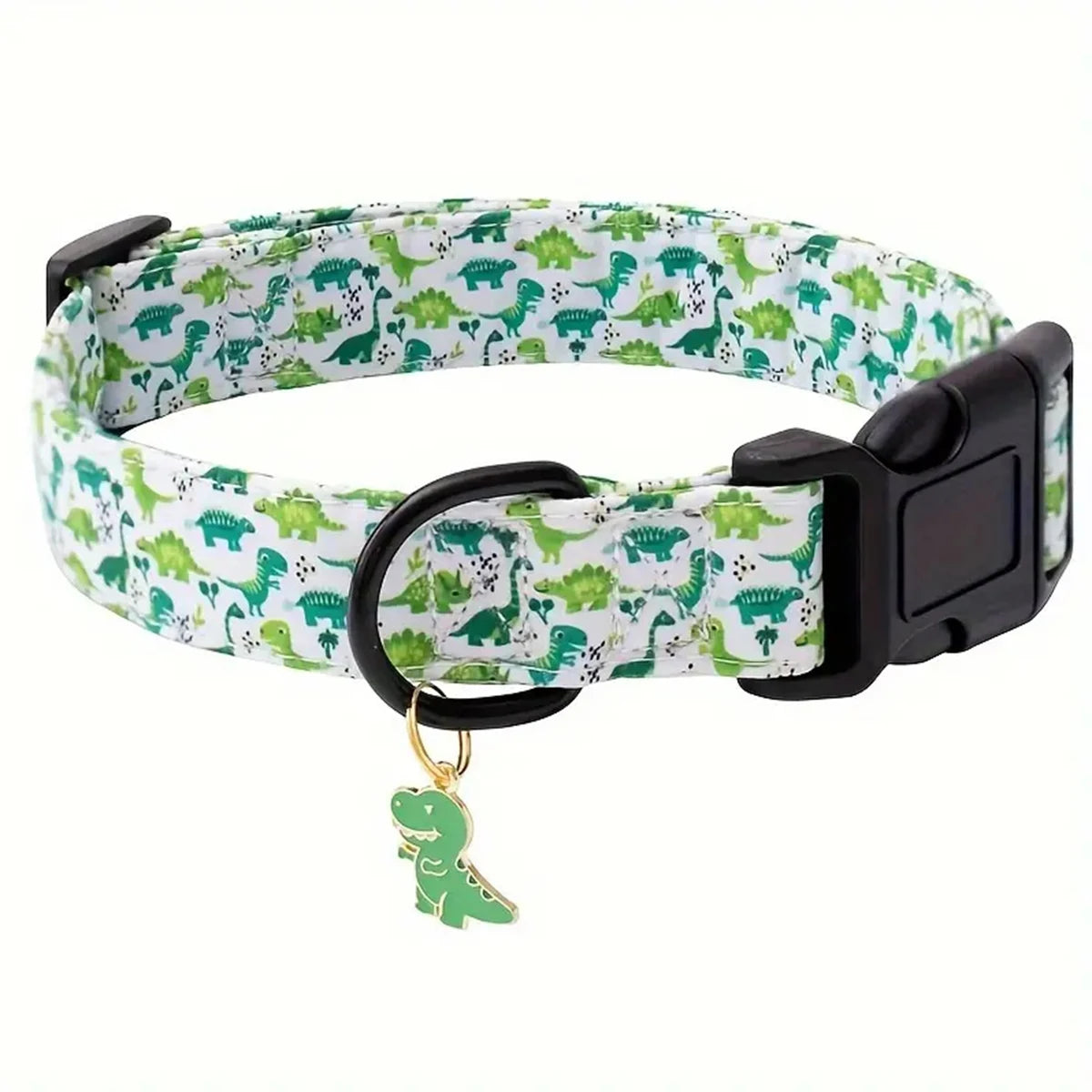 ECP009/CP607--pet dog collar,Bee and Dinosaur Printing Collar with Metal Pendant for Dogs Puppy cats