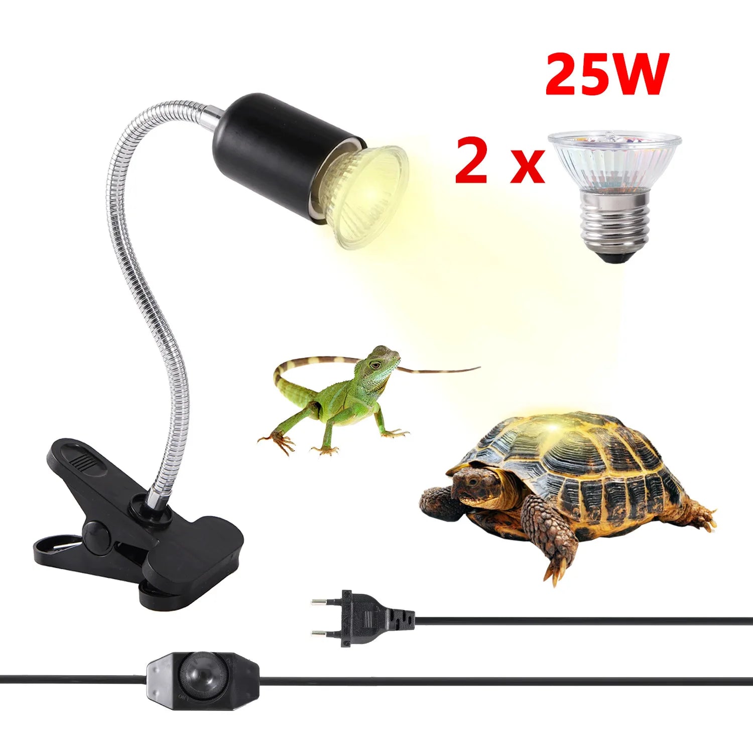E27 360° Revolving Light Stand EU Lamp Holder Adjustable Brightness LED UVA Heat Lamp Clip For Reptile Pet Turtle Back Light