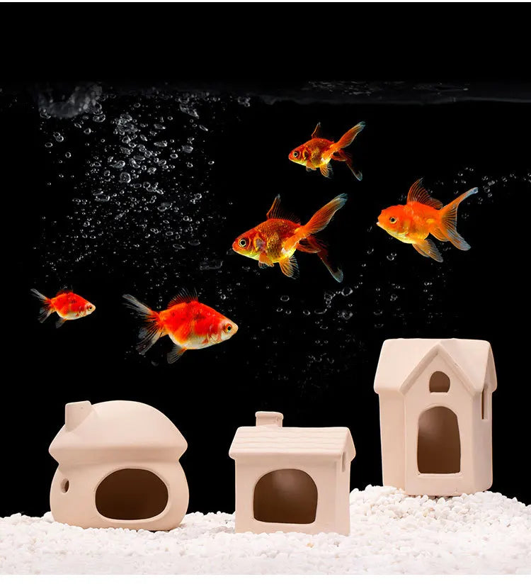 Clay Aquarium Decoration Ceramics Fish Tank Landscaping Shrimp Shelter Spawning Tank Breeding House Cave Pottery Pot Ornaments