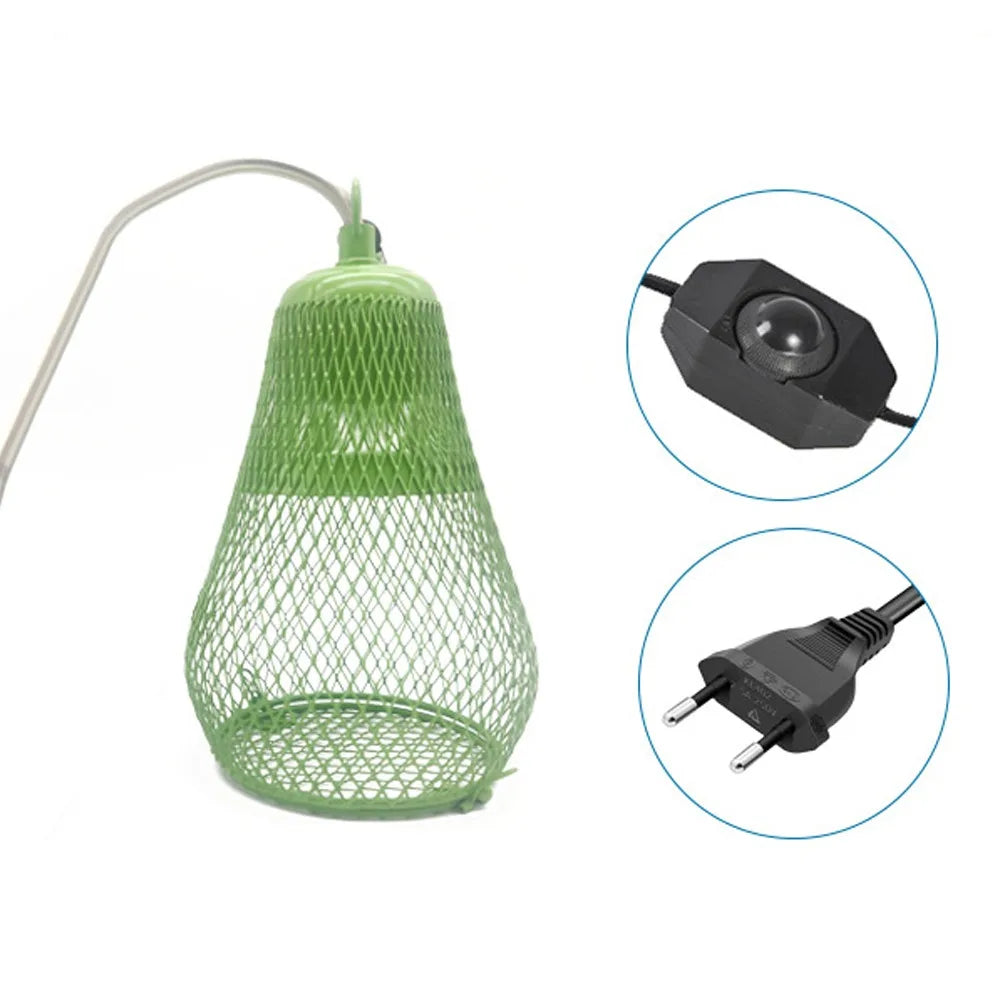 Ceramic Heat Emitter Pet Heating Lampshade Iron Mesh Dome Double Cage Reptile Heat Lampshade E27 Bulb Holder