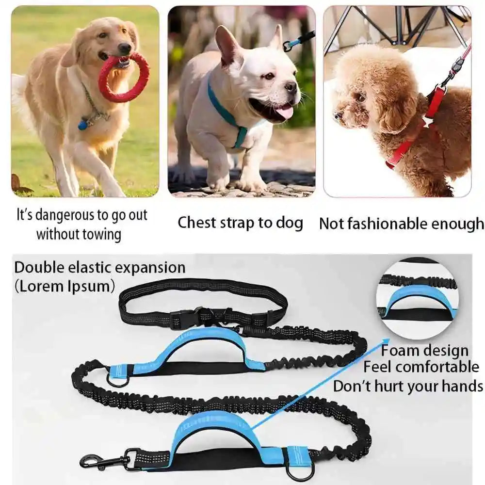 Pet Retractable Belt Leash For Running Reflective Retractable Hand Free Dog Leash with Adjustable Waist Rope For Outdoor Running