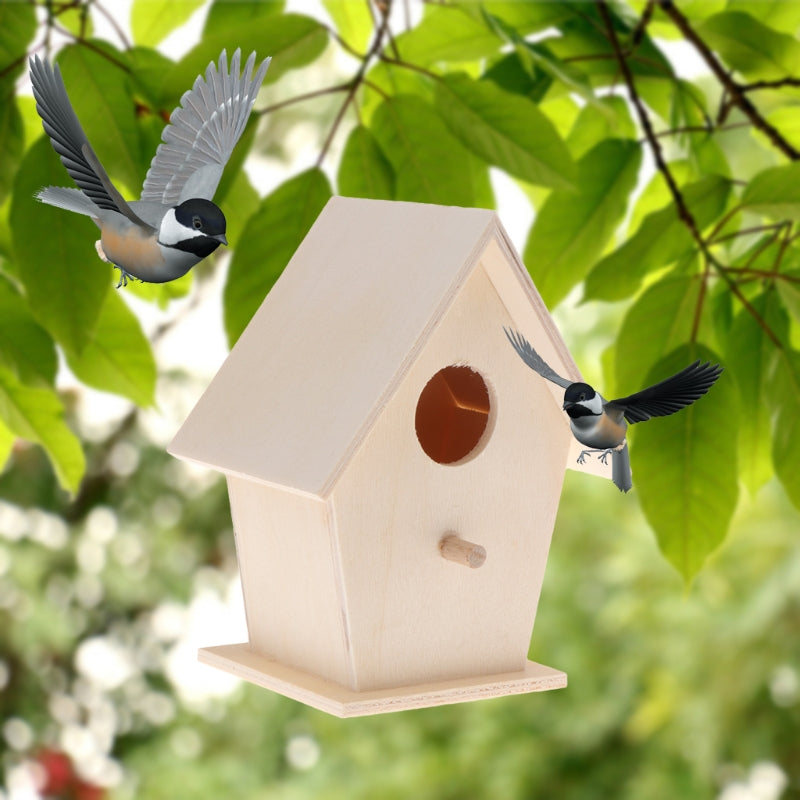 Wooden Bird House for Outside to Paint Bird Nesting Box Handmade Birdhouse with Perch for Small Birds Garden Decor