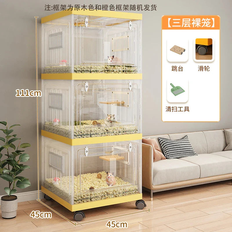 Hamster Cage, Gold Bear Villa, Three-layer Flower Branch Mouse Basic Cage, Kangaroo Feeding Box, Hamster