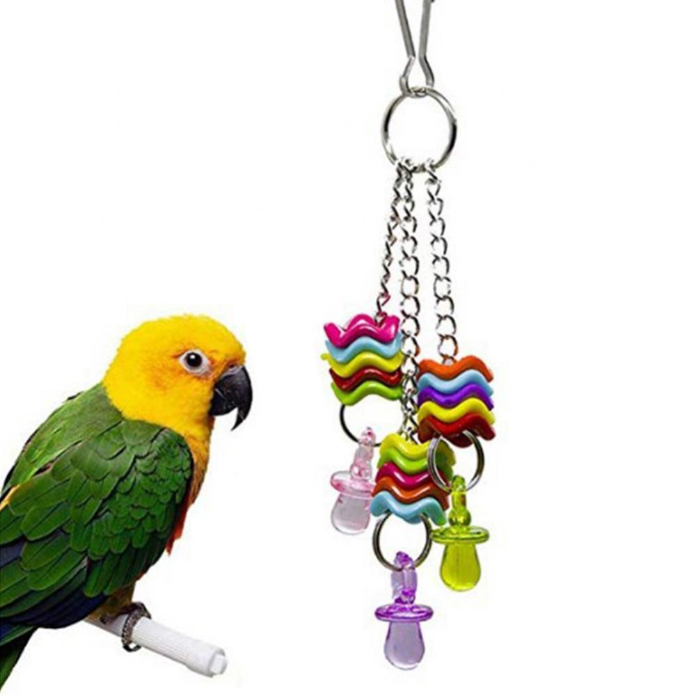 Pet Bird Parrot Hanging Toys Nipple Swing Chain Cage Stand Molar Parakeet Chew Toy Decoration Pendant Ornament Bird Accessories