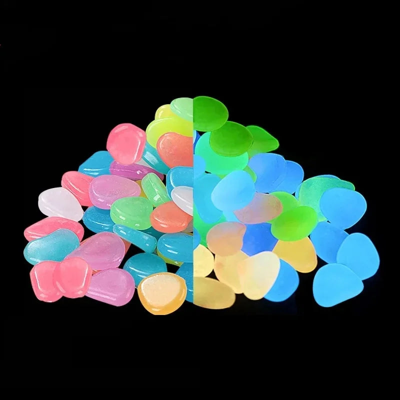 Glowing pebbles aquarium luminous stone Fish tank decoration courtyard lawn outdoor luminous stone cobblestone in the darkness