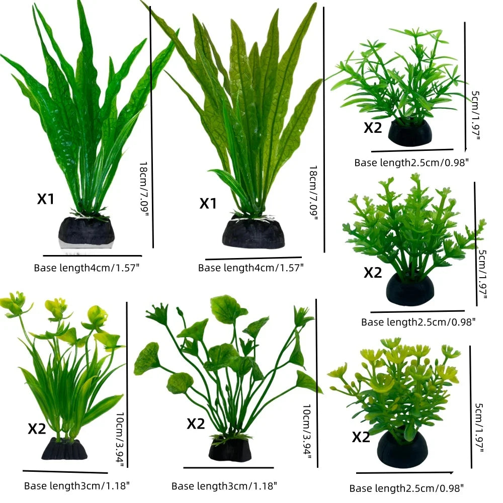 12PCS Artificial Aquarium Decor Plants Water Weeds Ornament Aquatic Plant Fish Tank Grass Decoration Accessories