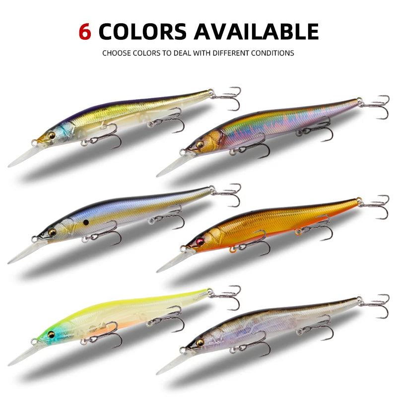 Magic Works Lures Minnow Floating Wobbler 110mm 13.5g Trout Black Minnow Fishing Lure for Pike Artificial Bait Fishing Tackle