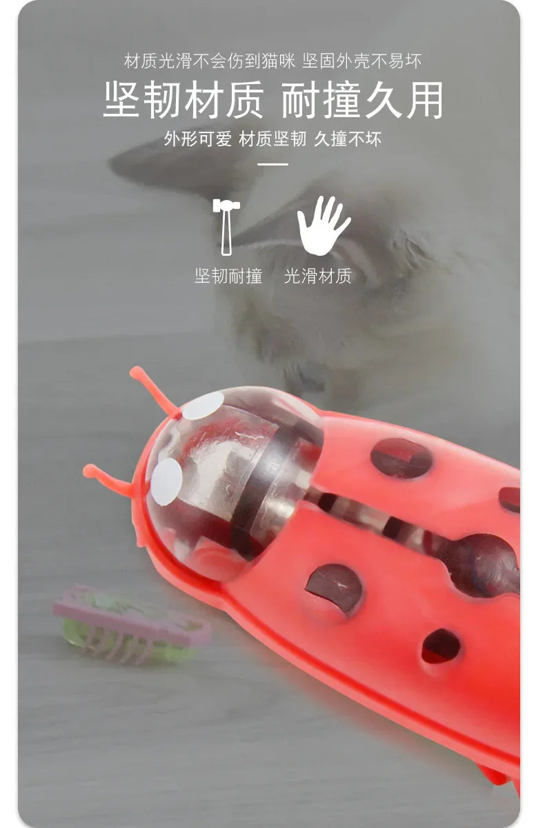 Funny Electric Bugs Cat Toy Automatic Escape Mini Robot Bug Vibration Insect Toys for Cats Battery Operated Cockroach Ladybug