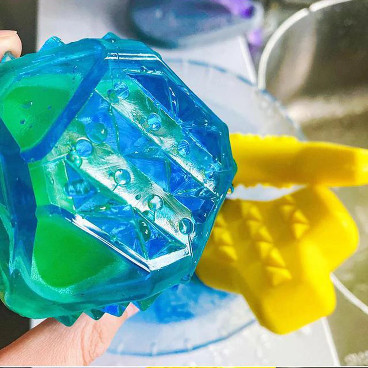 Water-Filling & Freezing Dog Chew Toy, TPR Material, Shark/Bone/Hexagon Shapes for Teething & Cooling