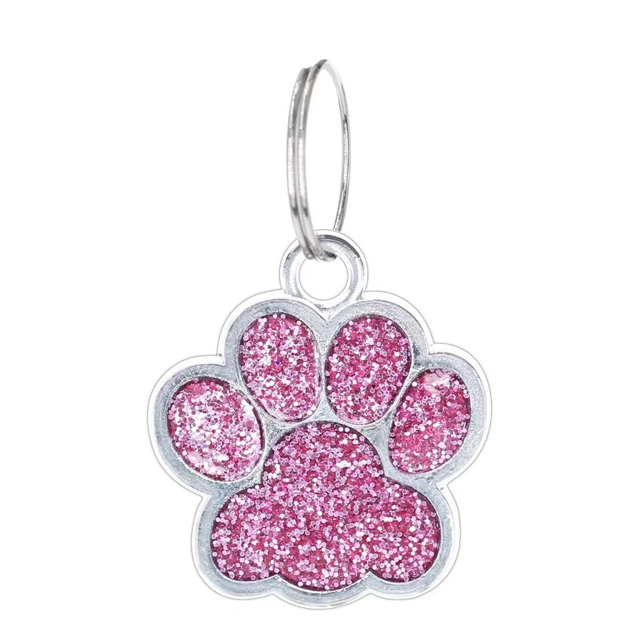 Dog Cat Paw Charm For Jewelry Making Glitter Pendant Hang Charm With Keyring Keychain Pet Collar Accessories Paw Glitter Pendant